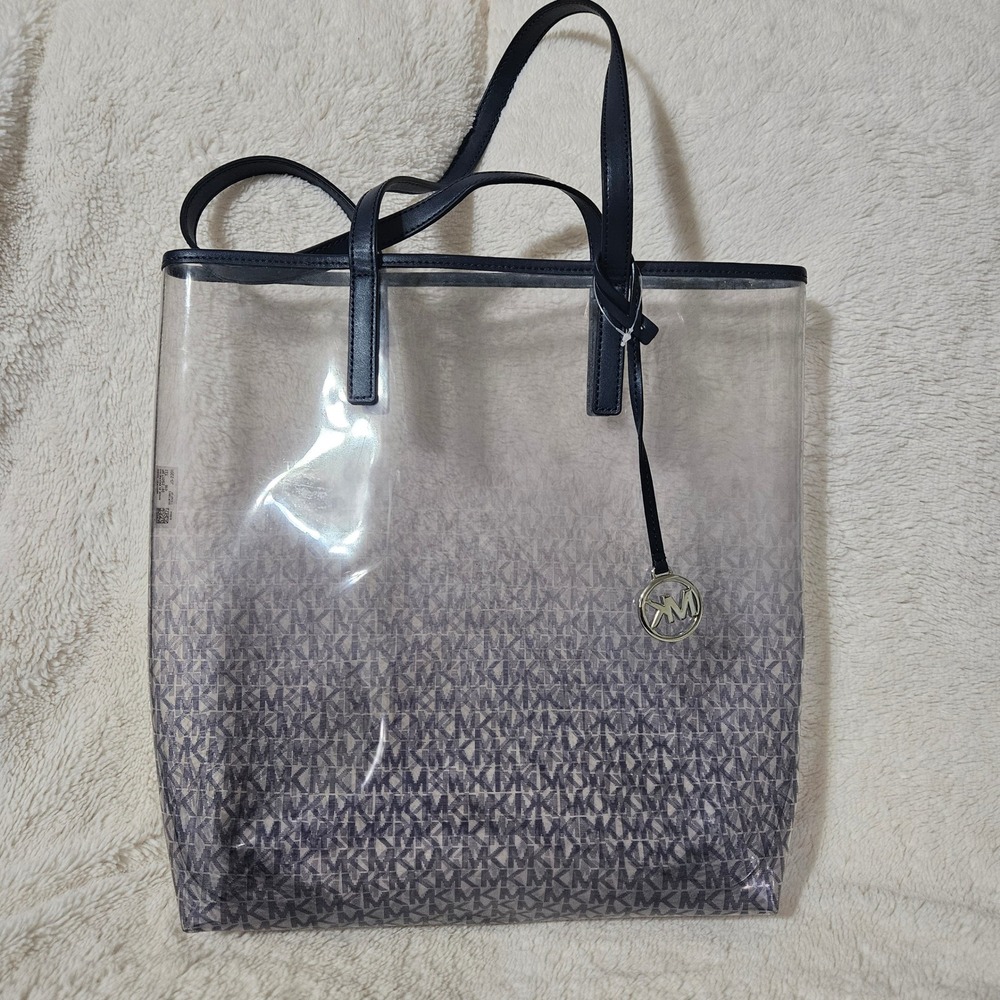 Michael Kors‎ Clear Navy Monogram PVC Tote Bag